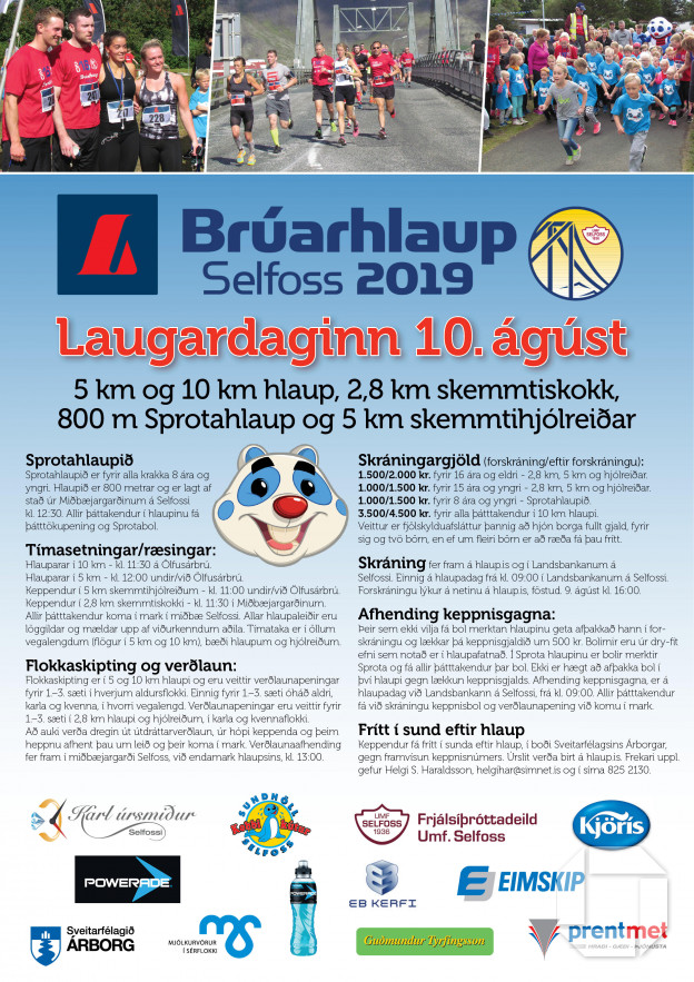 Brúarhlaup á Selfossi Laugardaginn 10.ágúst
